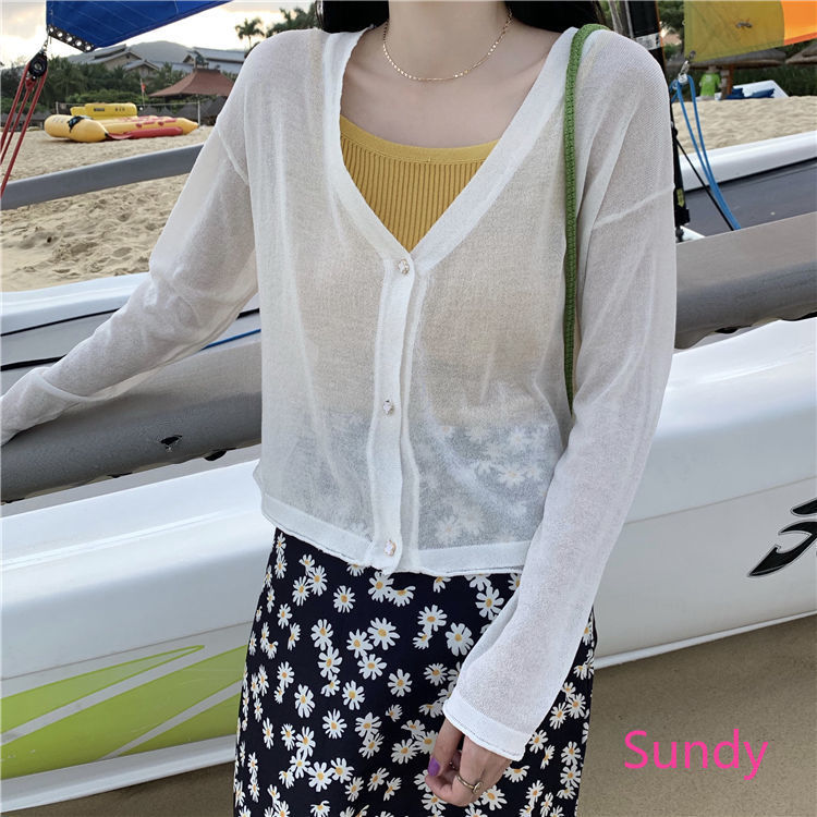 Áo Khoác Cardigan Dệt Kim Chống Nắng Cho Nữ
