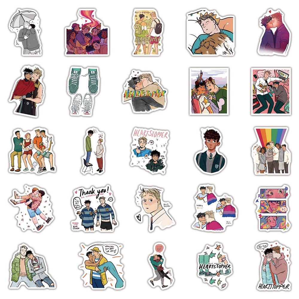 Y&P| Hình Dán Chống Nước Heartstopper Phim Truyền Hình Mũ Bảo Hiểm Máy Tính Xách Tay Hành Lý Dán Thiết Lập, 50 tờ