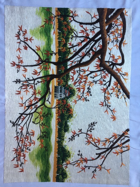 Tranh thêu tay phong cảnh Tháp lộc vừng 35x50cm