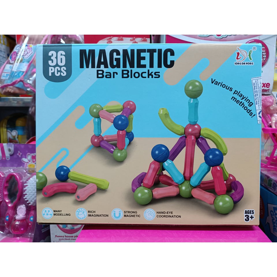 Đồ Chơi Xếp Hình Lắp Ráp Nam Châm 25 36 42 64 Chi Tiết  Magnetic Bar Blocks