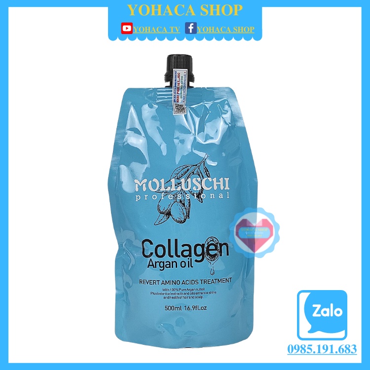 Kem ủ tóc, Hấp tóc, ủ tóc lạnh Molluschi Collagen Siêu Mượt 500ML