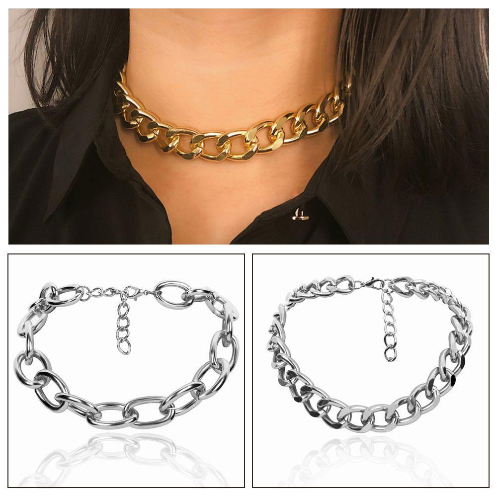 JONYE Vòng Cổ Choker Dây Xích Màu Sắc Vàng / Bạc Phong Cách Hip Hop