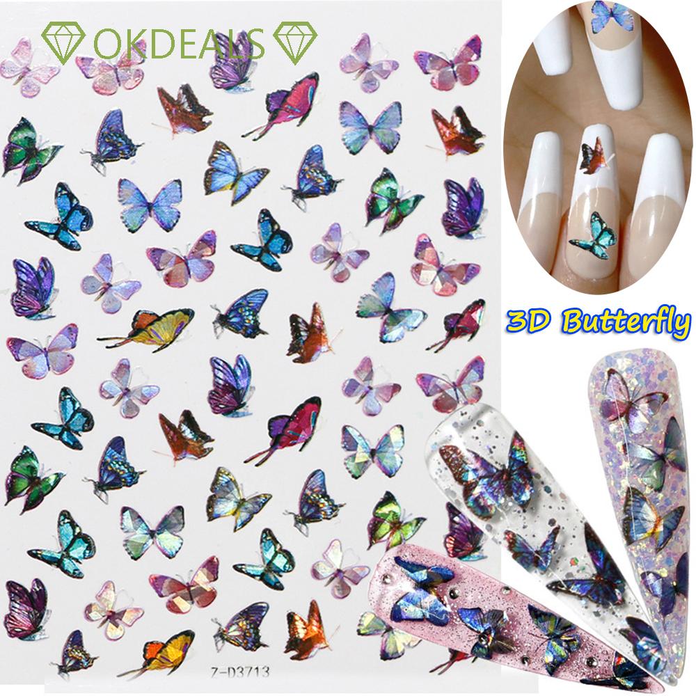 Miếng dán trang trí móng tay nghệ thuật DIY họa tiết bươm bướm xinh xắn