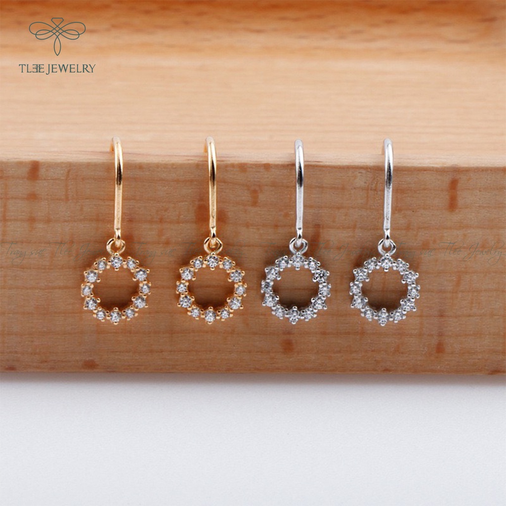 Khuyên tai bạc nữ TLEE circle dáng tua dài móc cài NCJ B0156