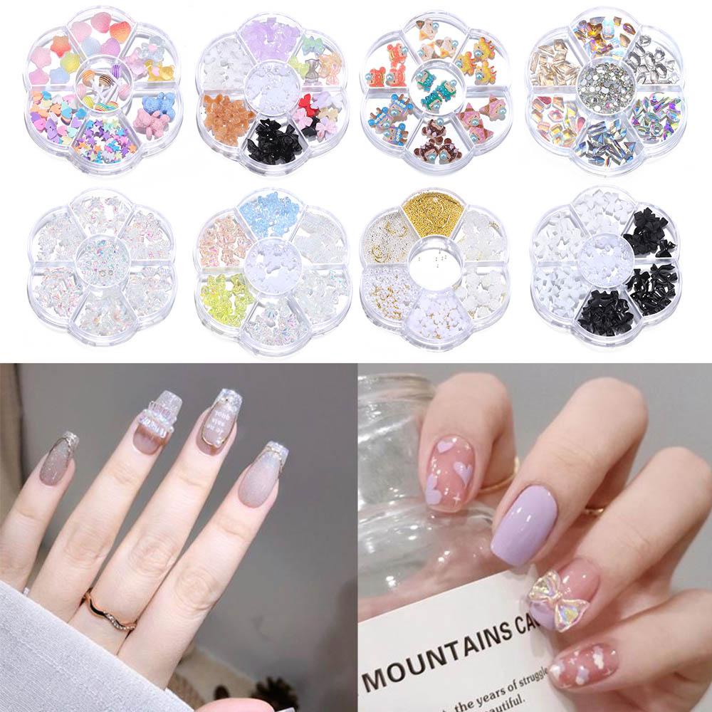 NIUYOU Hạt Đá Đính Móng Tay Hình Nơ Bướm 3D