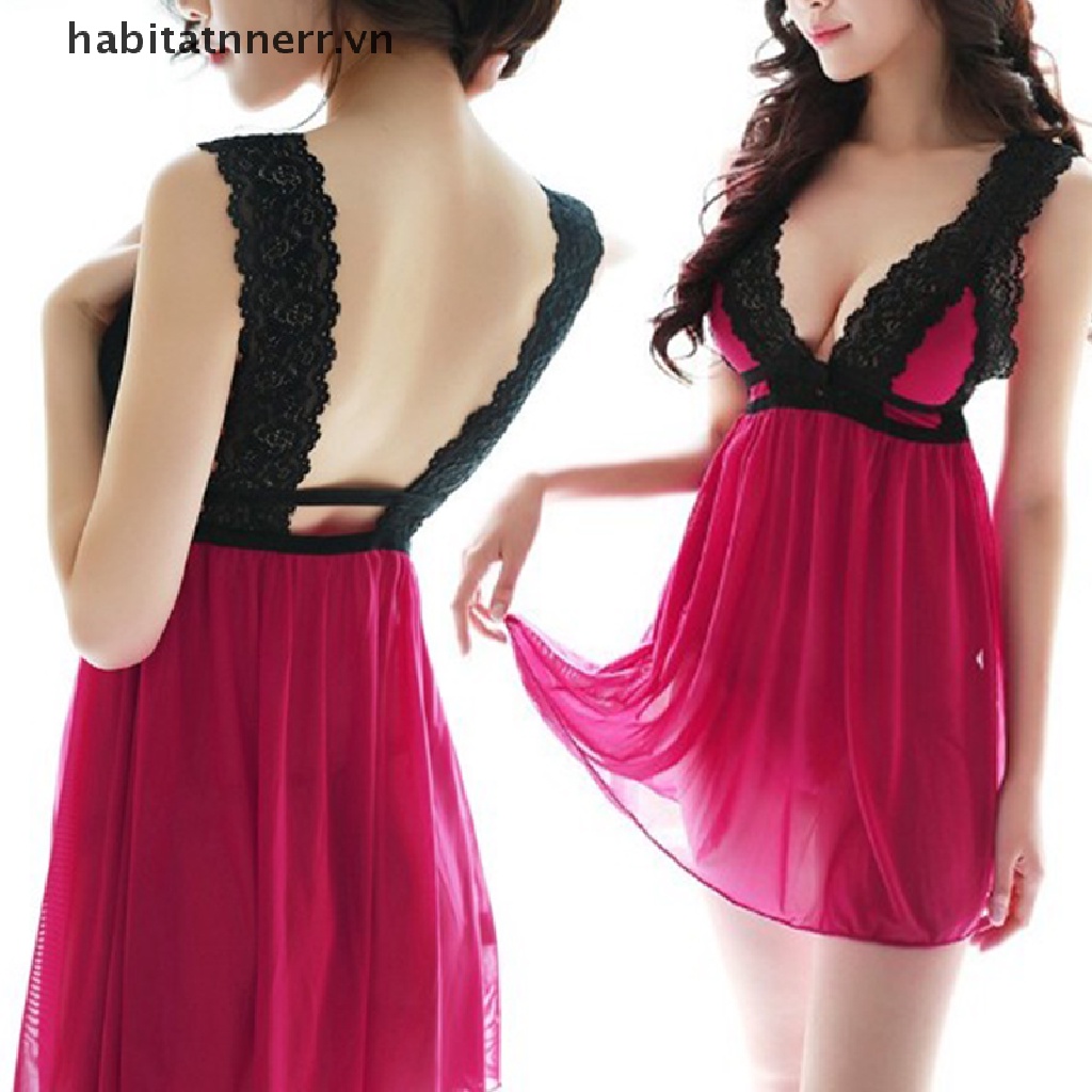 Đầm Ngủ Phối Ren Hoa Thiết Kế Cổ Chữ V Khoét Sâu Plus Size