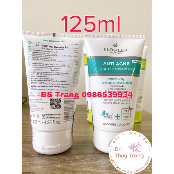 (TEM CHÍNH HÃNG) MẪU MỚI Sữa rửa mặt diệt khuẩn Floslek Pharma Antibacterial Face Cleansing Gel 125ml - 200ml