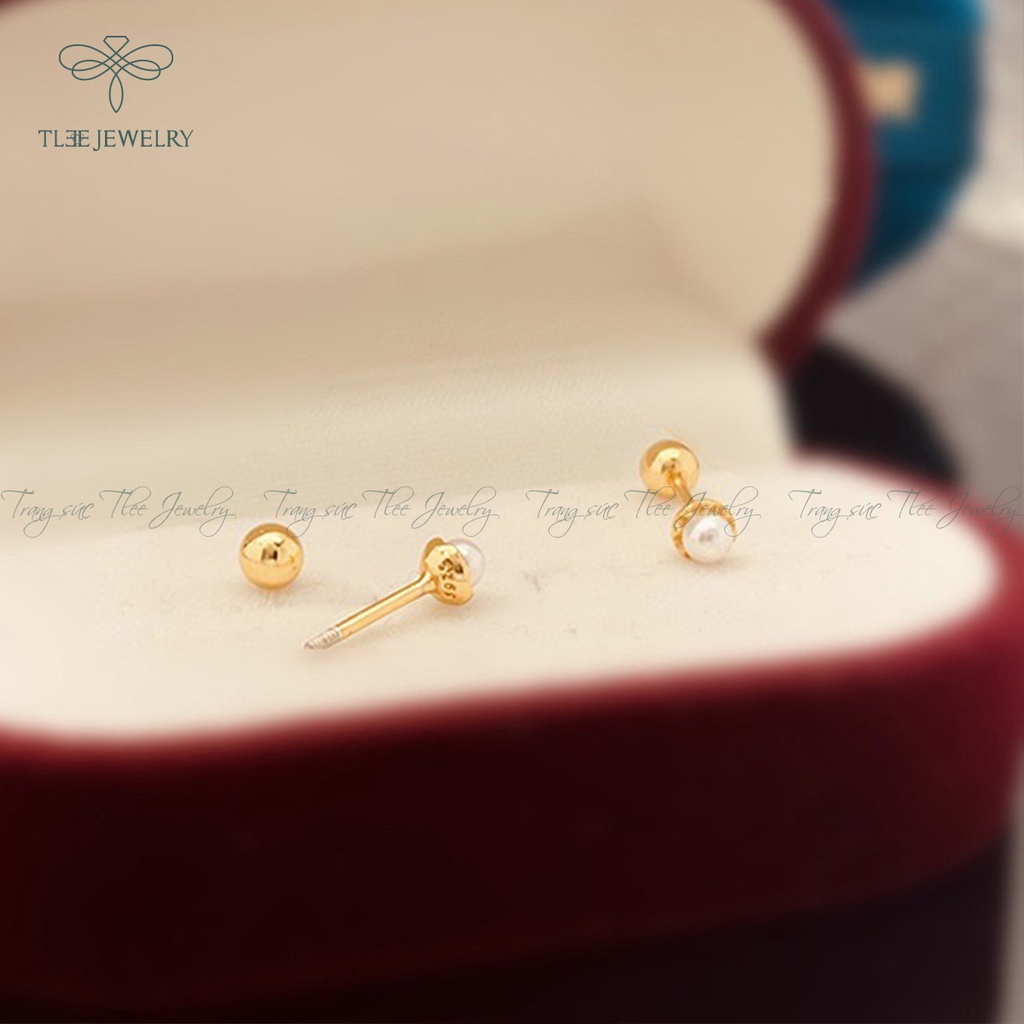 Khuyên tai bạc nữ TLEE trai chốt ren vặn bi bạc nữ tính NCJ B0200