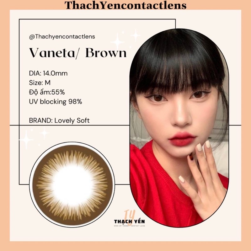 Kính Áp Tròng Vaneta Brown Lens Nâu Cận 0-10 Độ