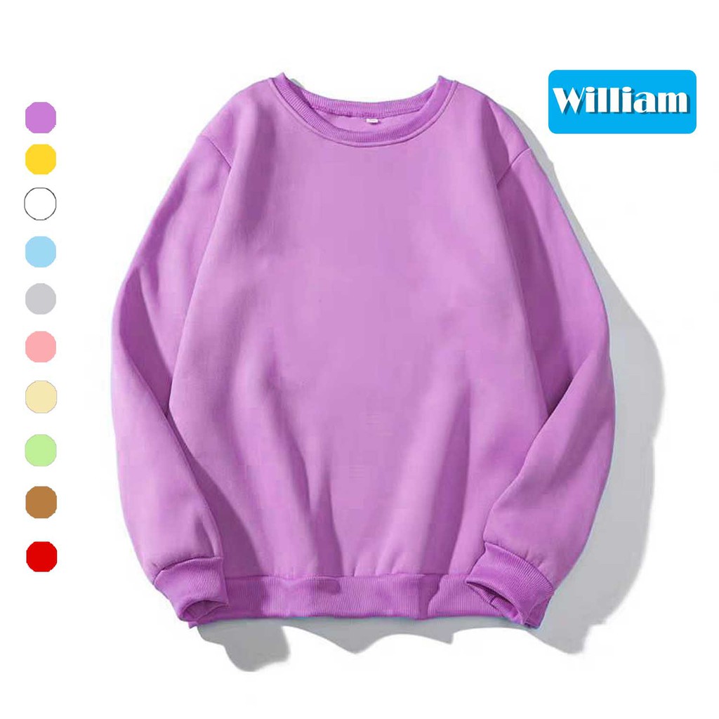 Áo sweater nam nữ nỉ ngoại trơn, chất nỉ bôn, thích hợp làm áo cặp William - DS113