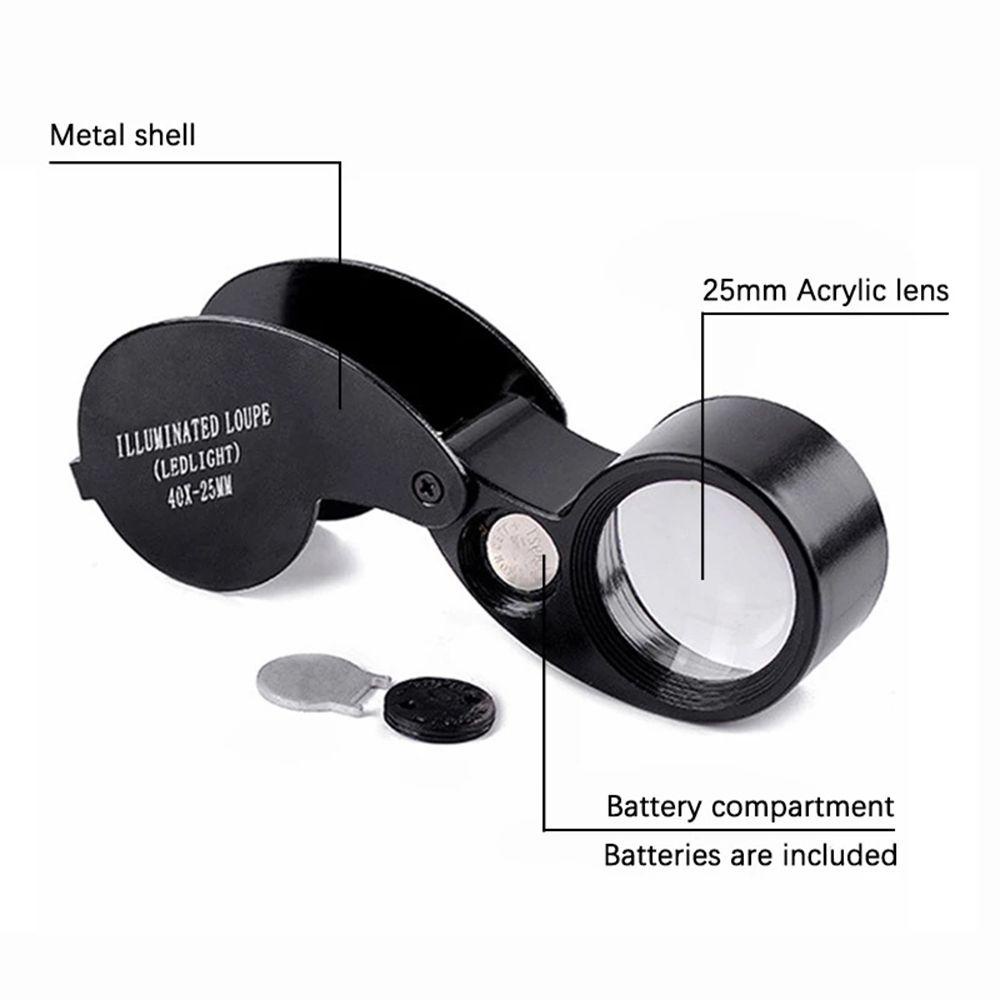 LONTIME Kính Lúp MINI Đường Kính 25mm Có 2 Đèn LED