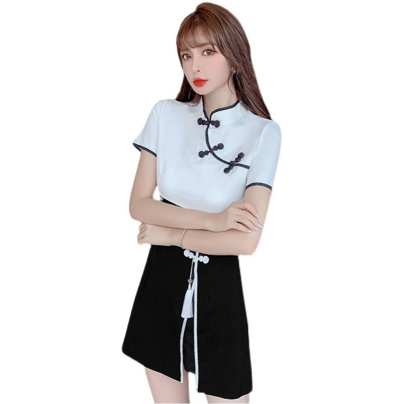 Set áo + quần short kiểu sườn xám cách tân thời trang năm 2021 cho nam