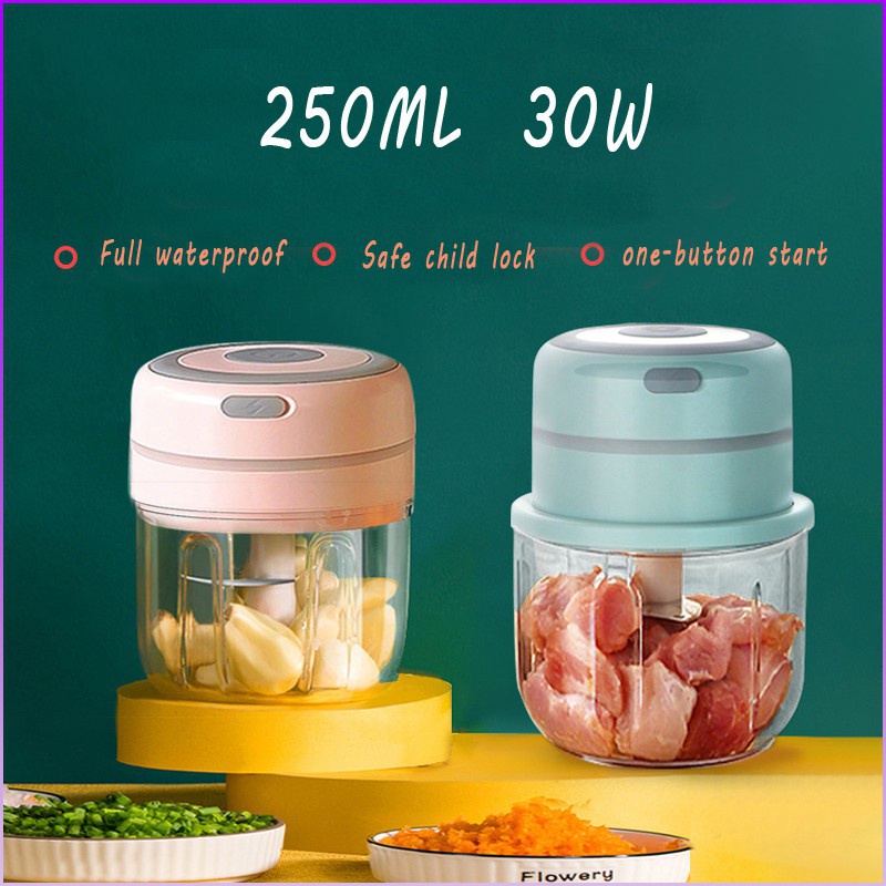 Máy nghiền tỏi nhỏ đa chức năng Máy quay tốc độ cao 30w Thiết bị nghiền gừng bằng thép không gỉ Giao diện USB cắm trại gia đình