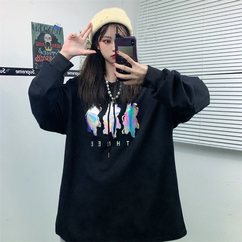 ZHELIHANGFEI Áo len khô in chữ dài tay đa năng thời trang