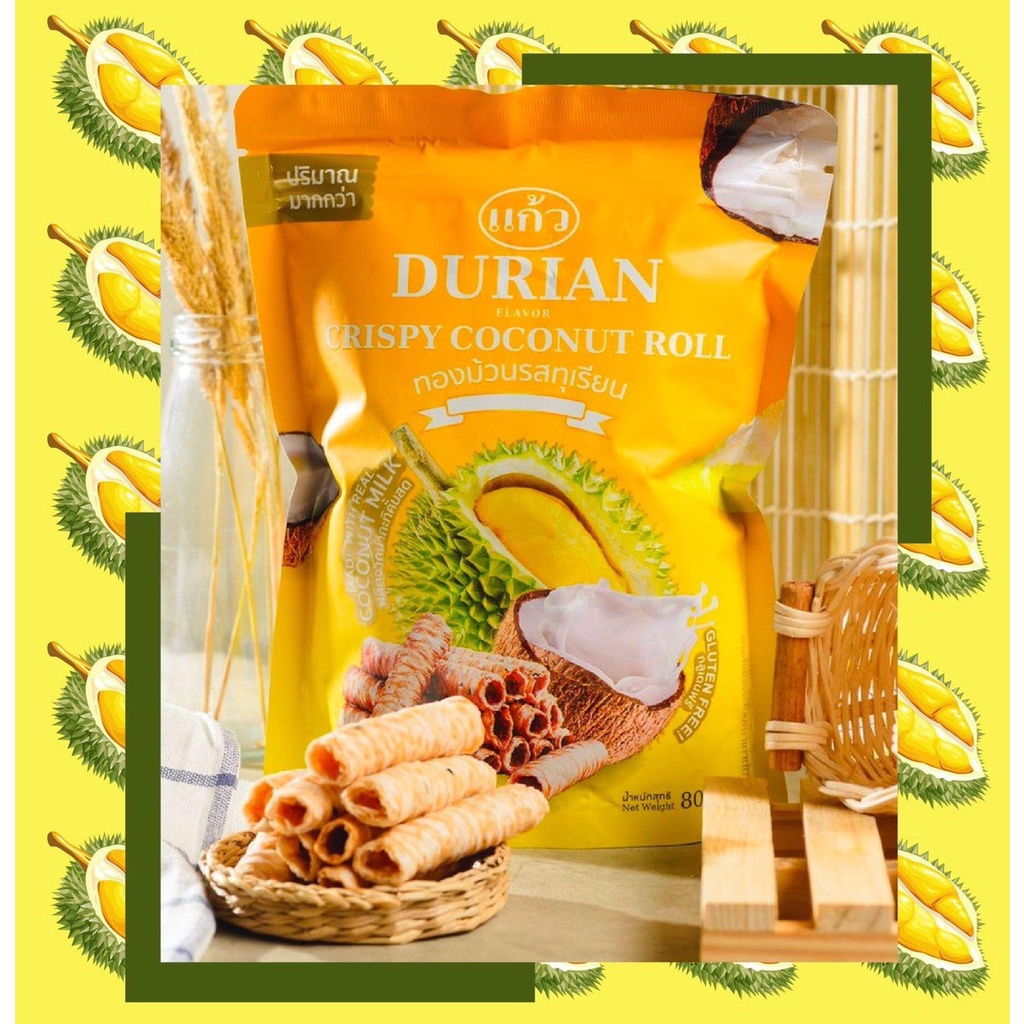 Bánh Cuộn Dừa Nhập Khẩu Thái Lan Vị Sầu Riêng Túi Zip