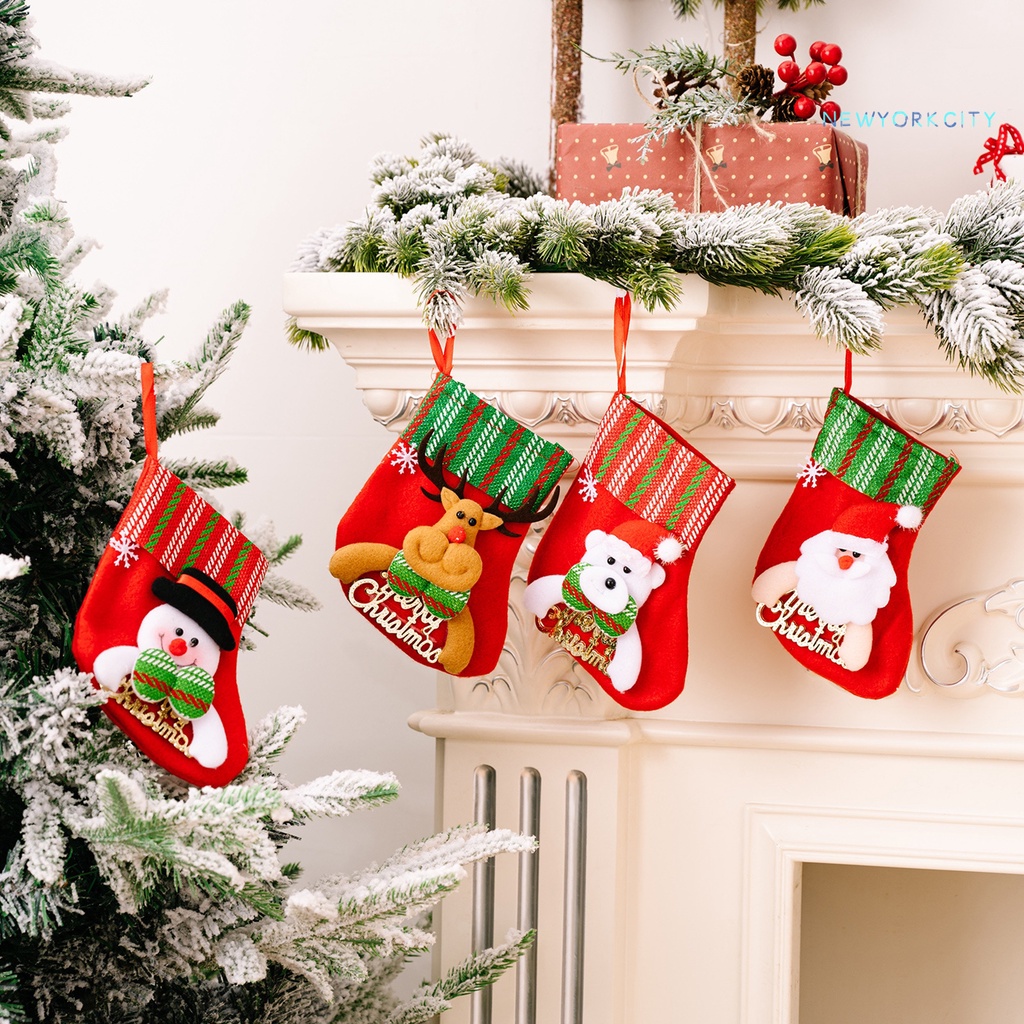Vớ Treo Trang Trí Giáng Sinh Hình Ông Già Noel Tuần Lộc Dễ Thương