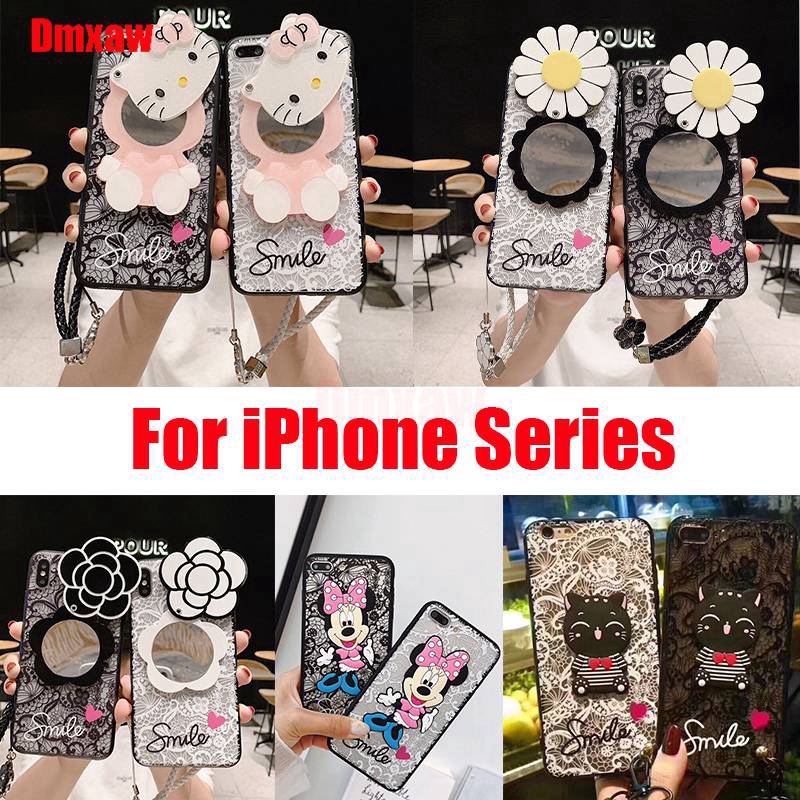 Ốp lưng ren đính hình nhựa nhiều mẫu mã cho điện thoại iPhone 7 8 6 6s Plus 5 5s SE