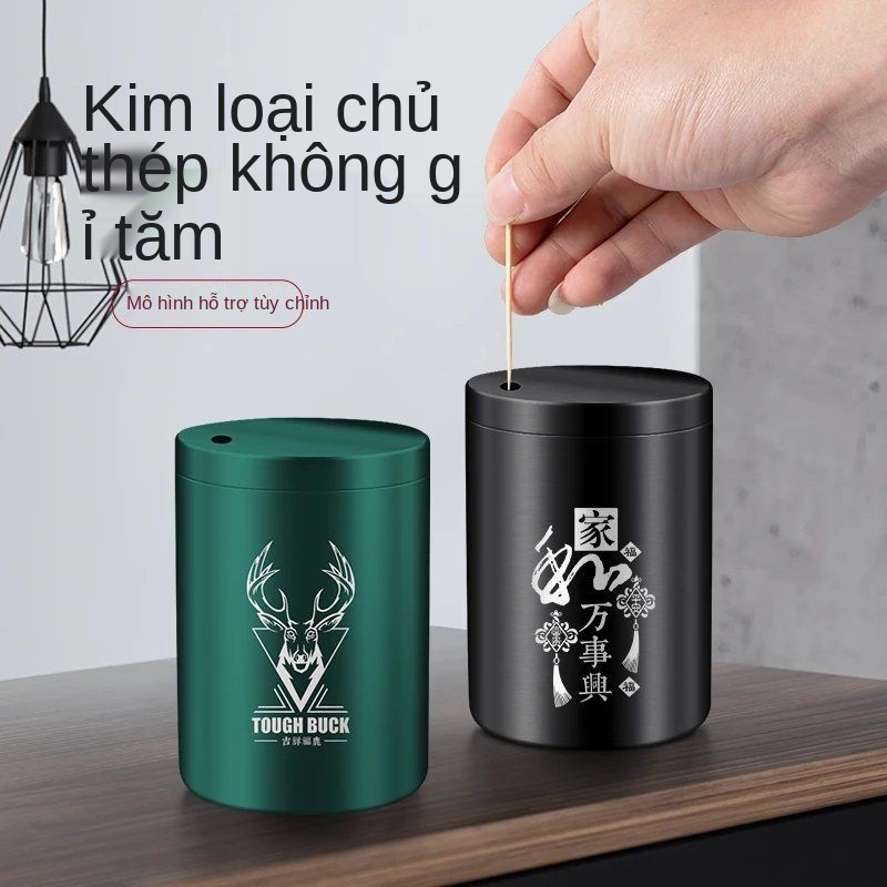 Giá đỡ tăm bằng thép không gỉ Logo tùy chỉnh Hộp đựng Tách Nhà hàng Sáng tạo Lớn Bữa ăn Phong cách Bắc Âu tự động