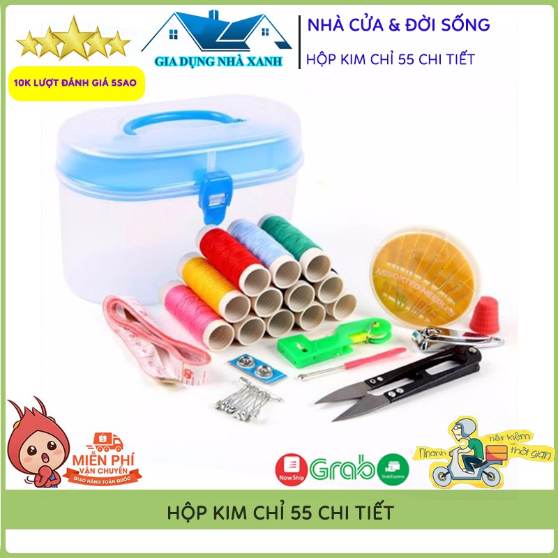 Hộp Kim Chỉ Thuê, Khâu 14 Màu, 24 Kim Khâu Tặng Kèm Kéo Cắt Chỉ, Thước Dây, Bộ Hộp Nhựa Đựng Siêu Tiện Dụng