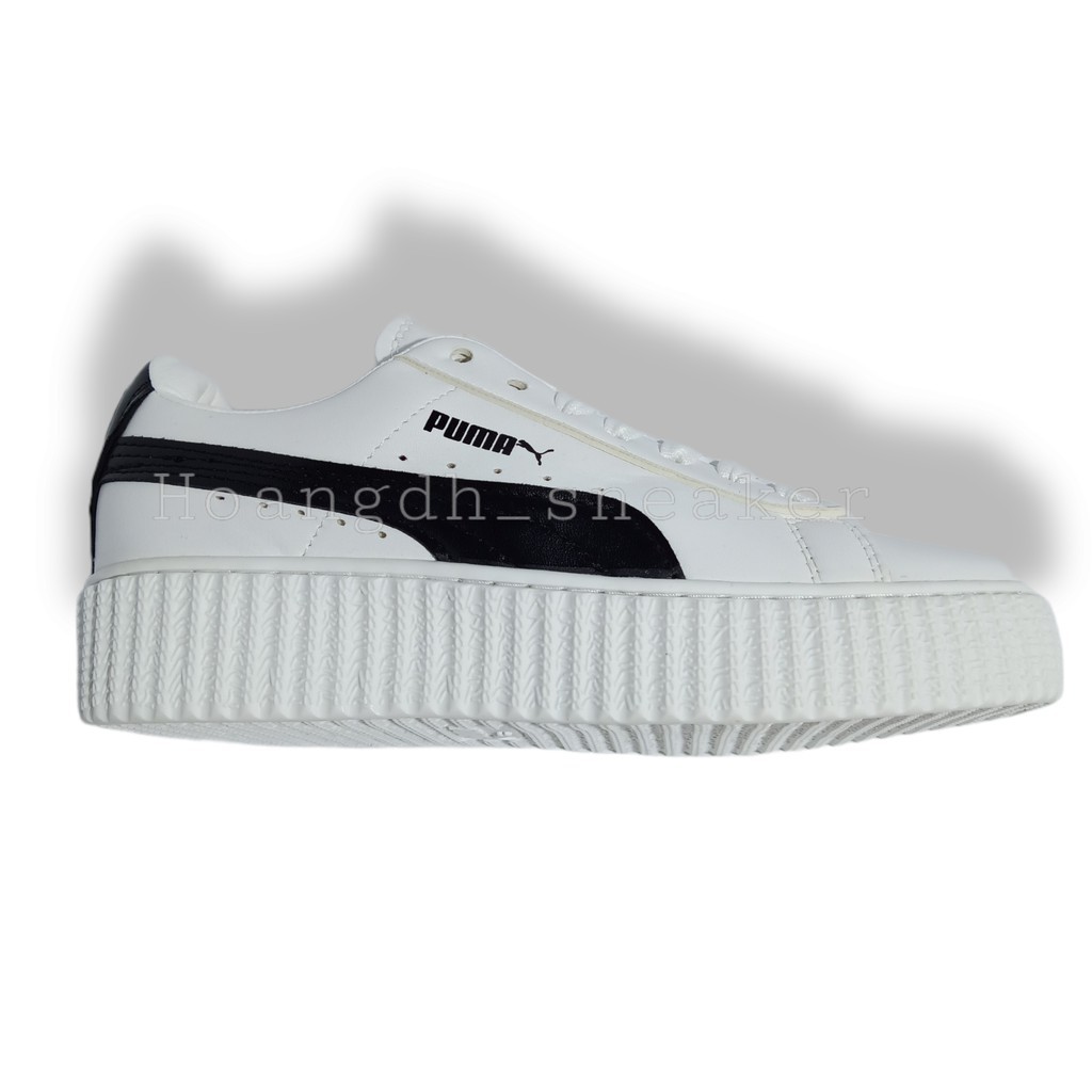 Giày thể thao sneaker nữ 𝐏𝐔𝐌𝐀 sọc đen - thân giày da đế cao su đúc - cổ thấp đế cao 5cm - màu sắc trắng đen