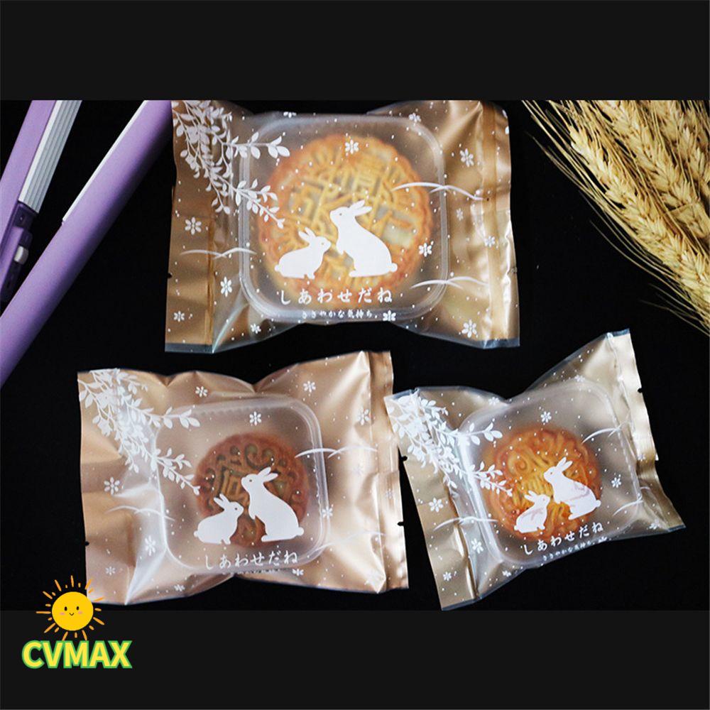 Set 100 Túi Đựng Bánh Trung Thu In Chữ Happy Mid-Autumn Truyền Thống
