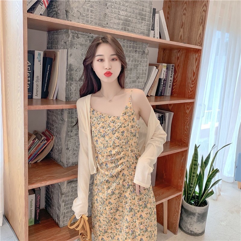 (Sẵn hàng Quảng Châu đẹp) Áo khoác len cadigan mỏng nút hoa | BigBuy360 - bigbuy360.vn