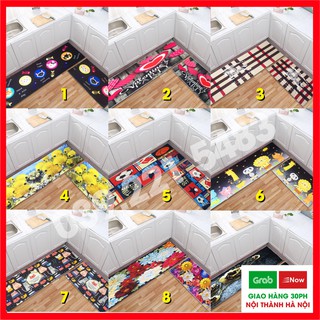 Thảm bếp dài trải sàn cao cấp chống trượt họa tiết 3d , bộ thảm lau chui chân 2 tấm 40 × 60 cm và 40 x 120 cm.