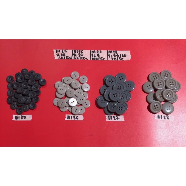 Combo nút áo xam N125-N128 (phụ kiện may vá, trang trí quần áo,Handmade,DIY)