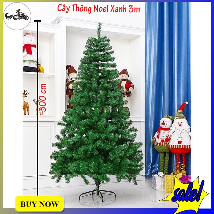 Cây thông noel đầu tròn size lớn 3m, 2m4, 2m1....đủ size màu xanh chân sắt cứng cáp tặng kèm dây kim tuyến trang trí