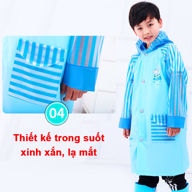 Áo mưa cho bé, áo mưa trẻ em cao cấp hình thú đáng yêu cho bé 4-10 tuổi Baby-S – SAM005