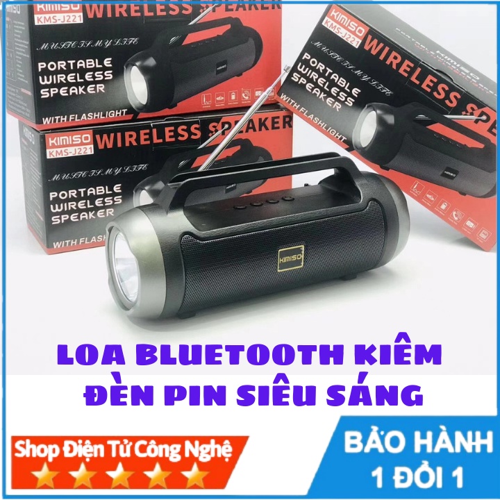 Loa Bluetooth Kimiso KMS-J221,  Tích hợp đèn pin 3 chế độ