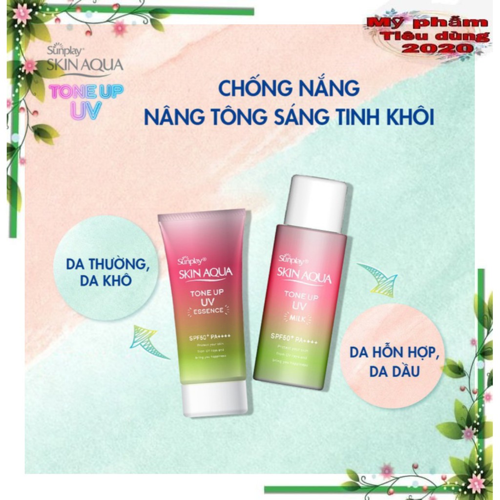 Tinh chất chống nắng nâng tông Sunplay Skin Aqua Tone Up UV Essence Happiness Aura Rose50g