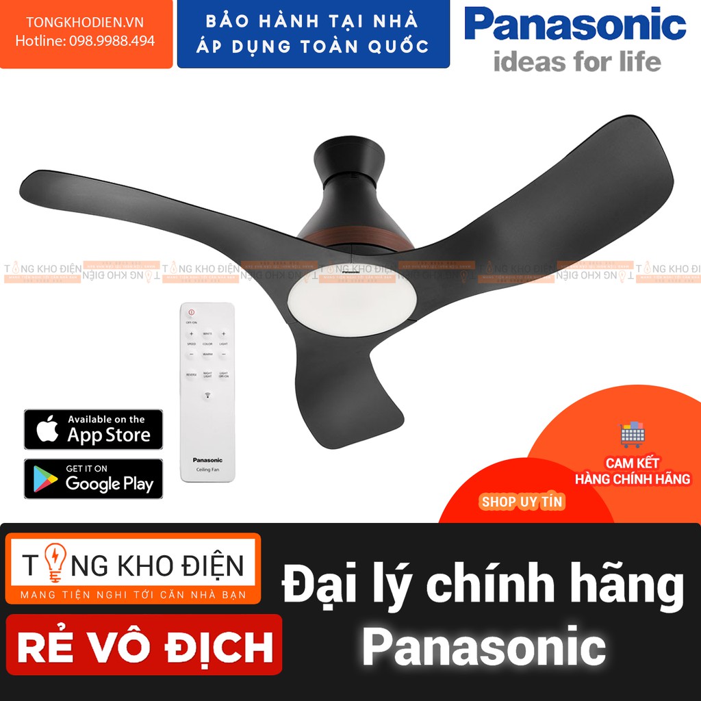 Quạt trần 3 cánh Panasonic có đèn LED 3 màu ánh sáng và 4 cấp độ màu F‑48DGL