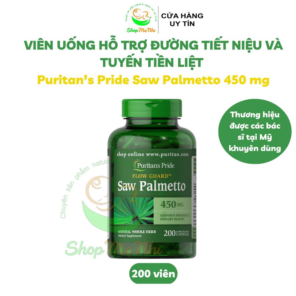 VIÊN UỐNG HỖ TRỢ ĐƯỜNG TIẾT NIỆU VÀ TUYẾN TIỀN LIỆT Puritan’s Pride Saw Palmetto 450 mg 200 viên và 100 viên.
