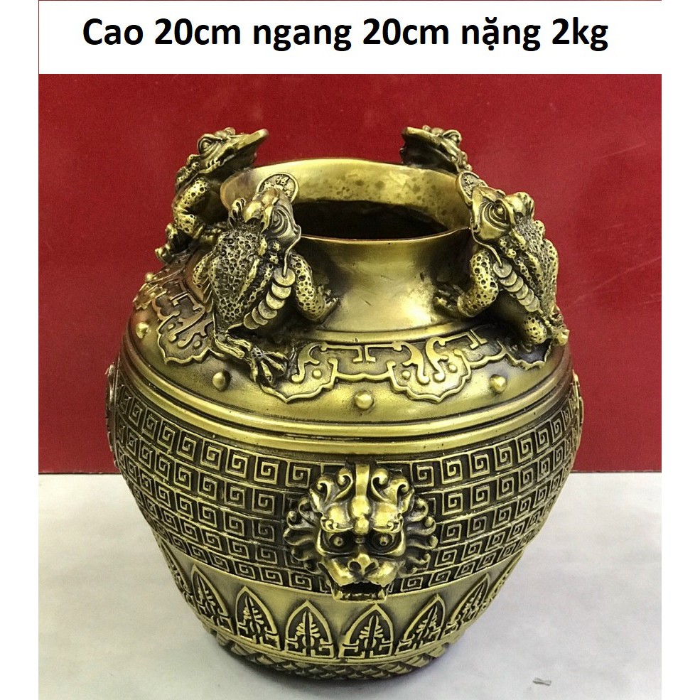 Hũ cóc ngậm tiền, hũ chiêu tài bằng đồng MS123
