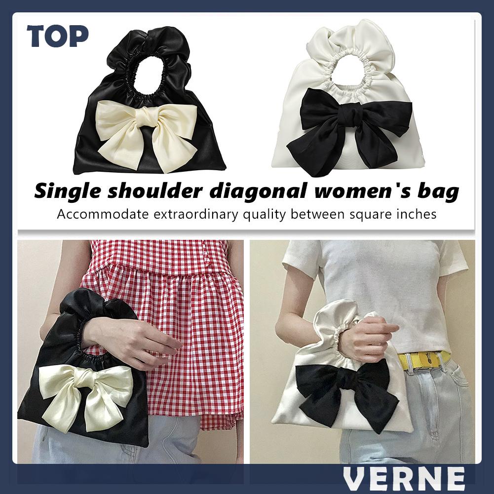 Túi Xách Da Pu Xếp Ly Đính Nơ Thời Trang Cho Nữ