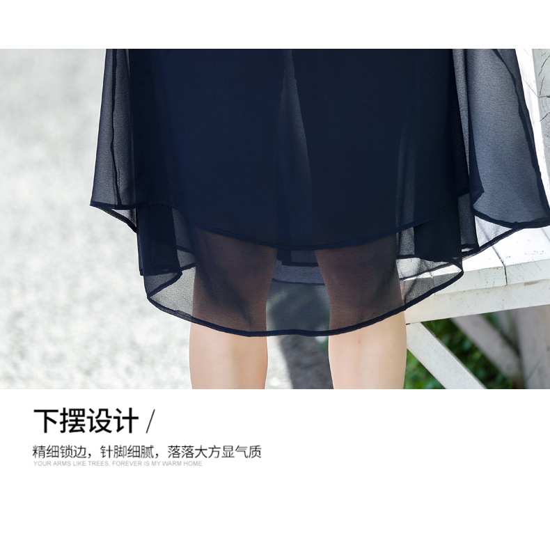 Đầm Chiffon Tay Ngắn Dáng Rộng Phong Cách Phương Tây Thời Trang Mùa Hè Cho Nữ Trung Niên 50 Tuổi