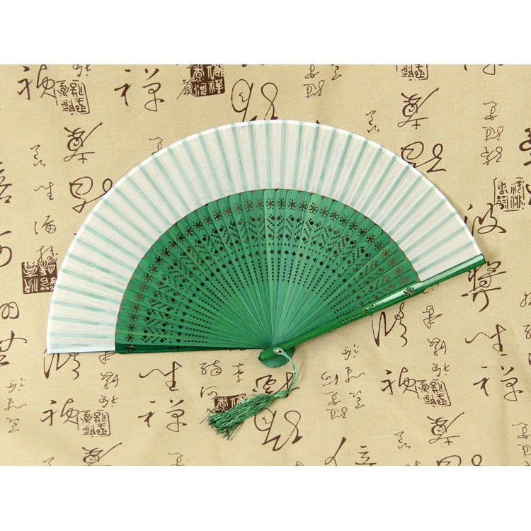 (200) Quạt cổ trang LỤC TRÚC BẠCH cầm tay quạt xếp dây tuyến phong cách cổ đại trung quốc