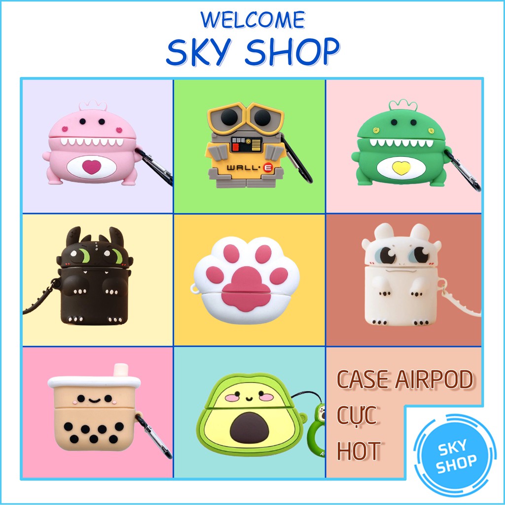 Vỏ ốp case Airpod bảo vệ bao đựng tai nghe không dây bluetooth 1/2/3/Pro/i12/i9/i7/tws Chống Va Đập - SKY SHOP