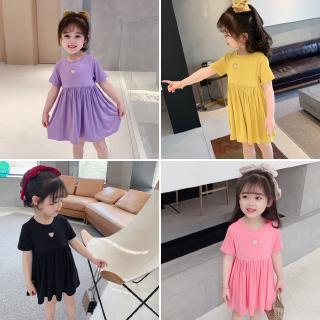 Đầm Màu Trơn Thời Trang Mùa Hè Cho Bé Gái 2-9 Tuổi
