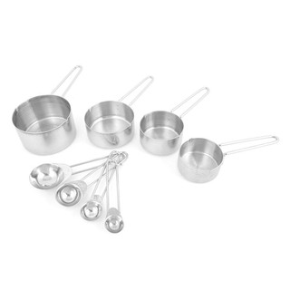 ☀Kitchen Baking Cooking Stainless Steel Measuring Spoon Cup 8 in 1 Set