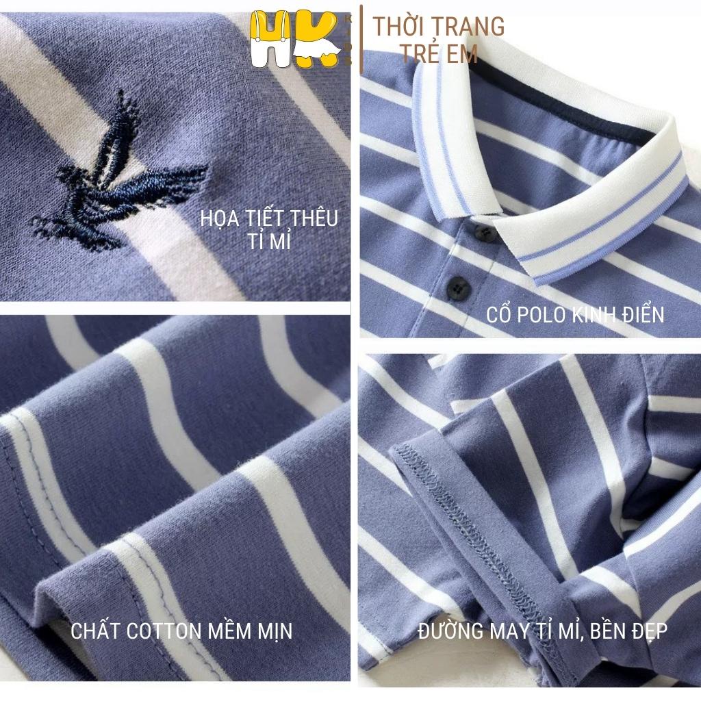 Áo thun polo HK KIDS tay ngắn kẻ ngang thời trang mùa hè dành cho bé trai từ 4 đến 15 tuổi