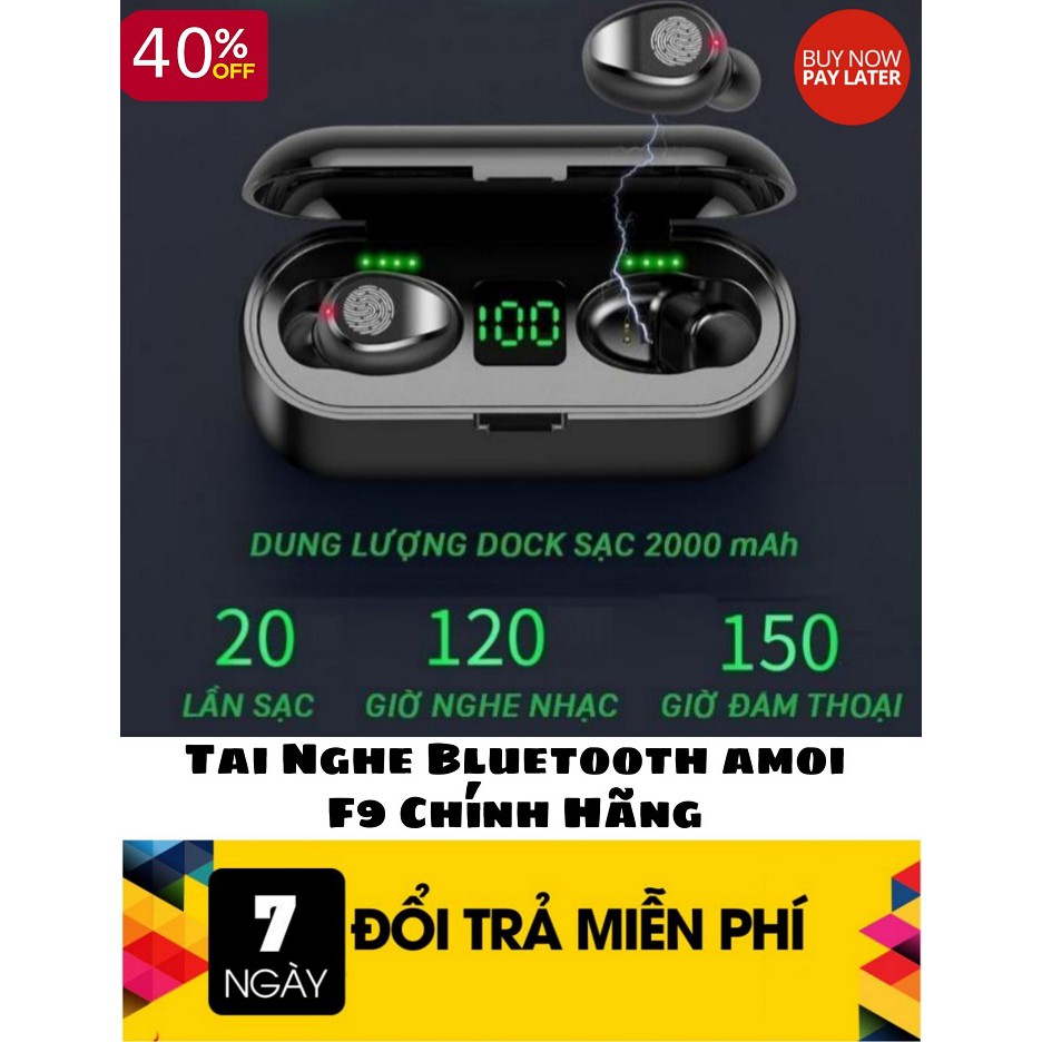 [ FREESHIP ] Tainghe Bluetooth AMOI F9 | Nút Cảm Ứng Cực Nhạy | Bluetooth 5.0 | Pin 280 giờ | Chống Kháng Nước Cực Tốt