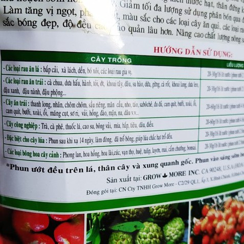 Phân Bón Growmore 30-10-10+TE 1kg, Ra nhánh mạnh - lá xanh dày, chuyên dùng cho hoa hồng, cây kiểng