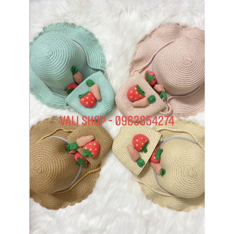 Bộ set nón và túi đeo chéo, set dâu cà rốt