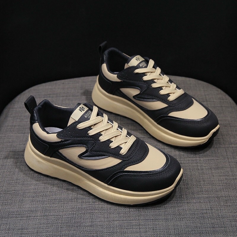 GIÀY THỂ THAO NỮ ĐẾ CAO VIỀN NÂU VÀ VIỀN PHẢN QUANG SIÊU HOT QC09