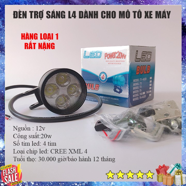 Đèn trợ sáng xe máy có 4 bóng led L4