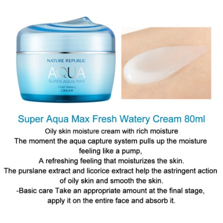 Nature Republic Super Aqua Watery Cream 80ml [sunflower1968] // Sản xuất tại Hàn Quốc, Super Aqua Watery Cream