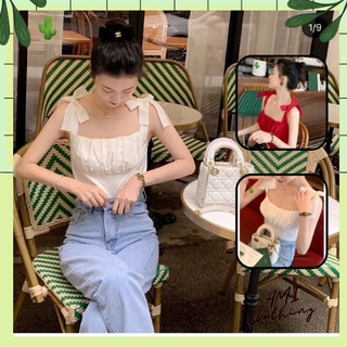 Áo tiểu thư 2 dây buộc nơ vai nhún kiểu