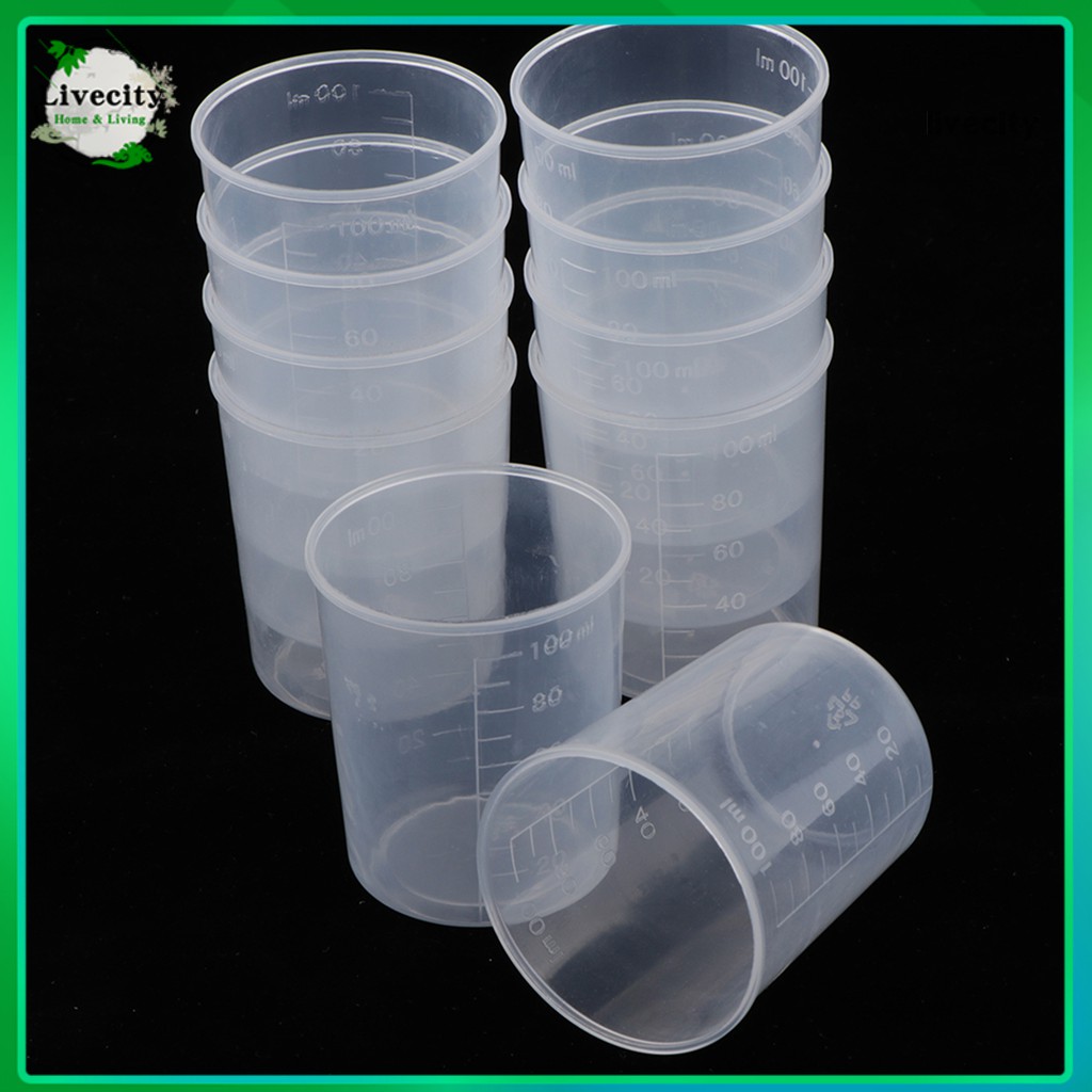 Set 10 Cốc Nhựa Đo Lường 100ml Tiện Dụng Cho Nhà Bếp